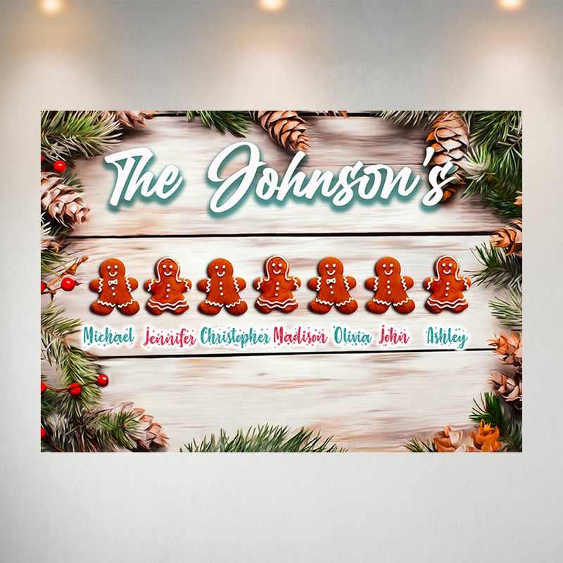 Gingerbread Family Multi-Names Poster