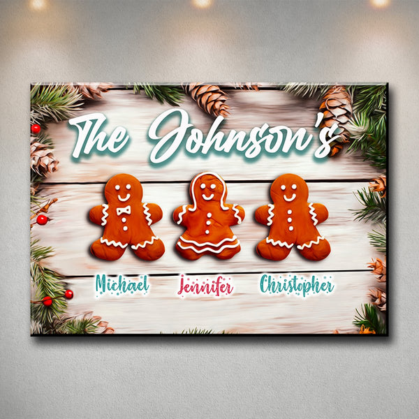 Gingerbread Family Multi-Names Premium Canvas
