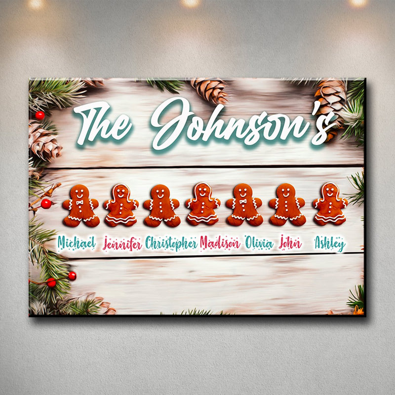 Gingerbread Family Multi-Names Premium Canvas