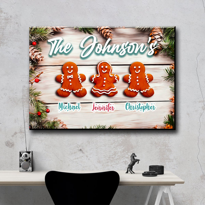 Gingerbread Family Multi-Names Premium Canvas