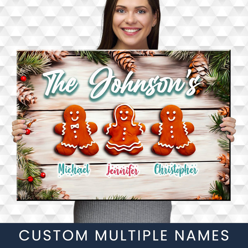 Gingerbread Family Multi-Names Premium Canvas