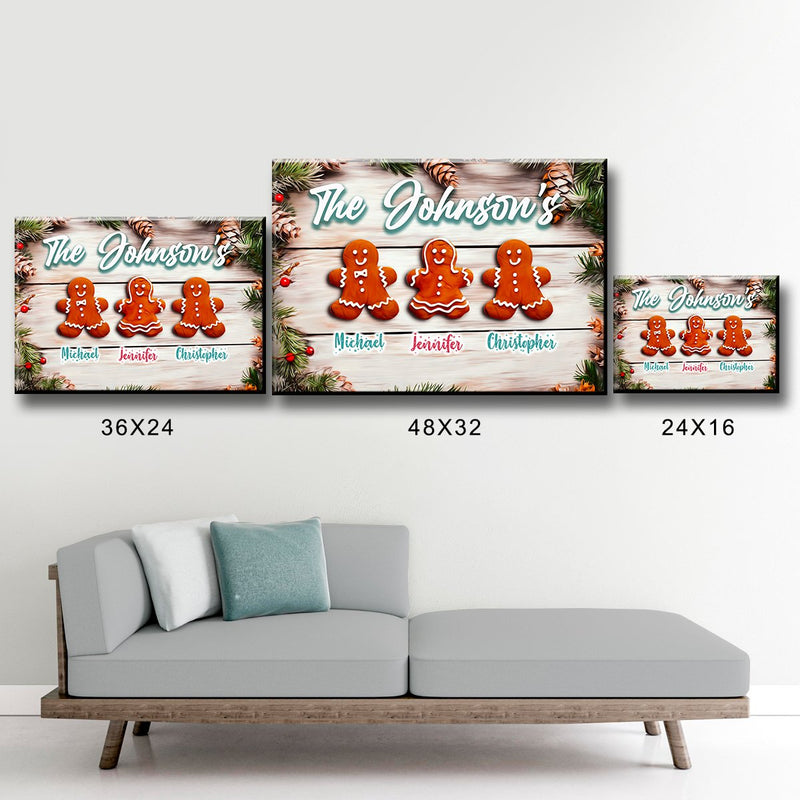 Gingerbread Family Multi-Names Premium Canvas