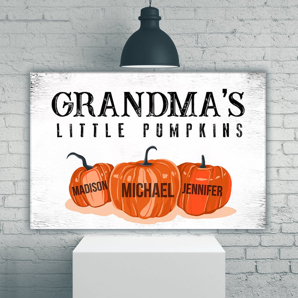 Grandma’s Little Pumpkins Multi-Names Premium Canvas