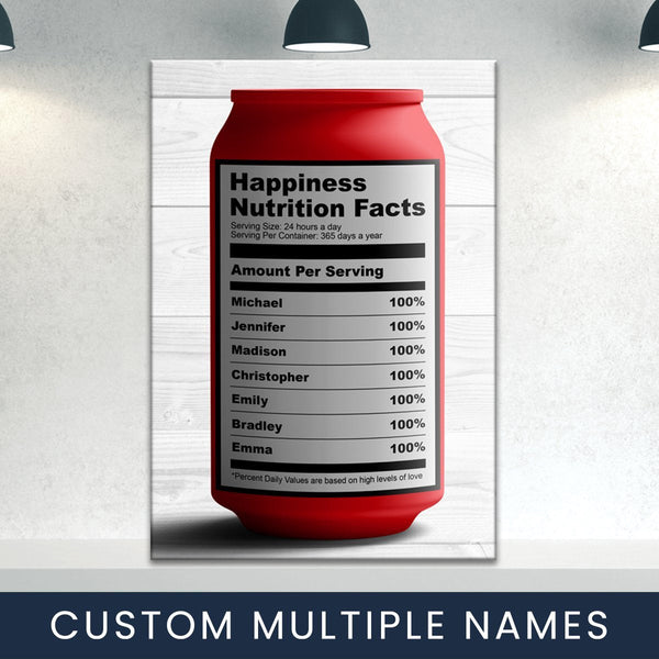 Happiness Nutrition Facts Names Premium Canvas
