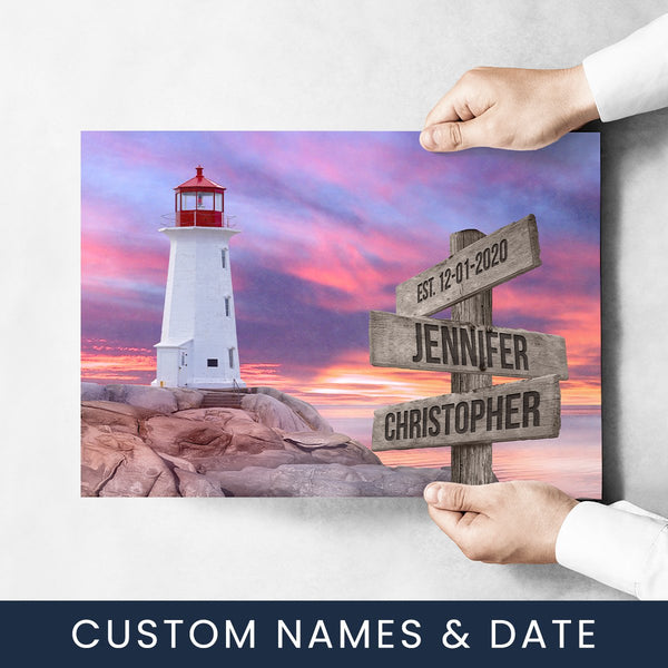 Lighthouse Sunset Color Names Poster