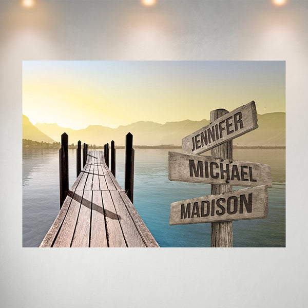 Lake Dock Color Multi-Names Poster