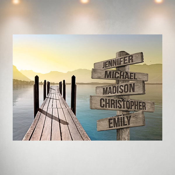 Lake Dock Color Multi-Names Poster