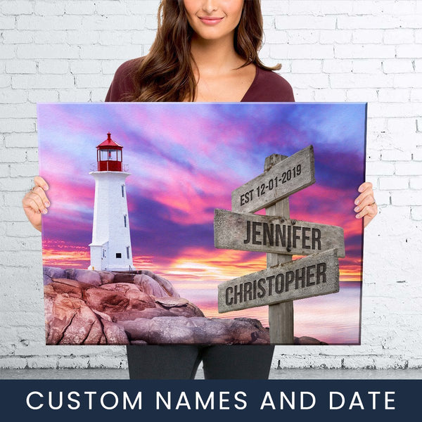Lighthouse Sunset Color Names Premium Canvas