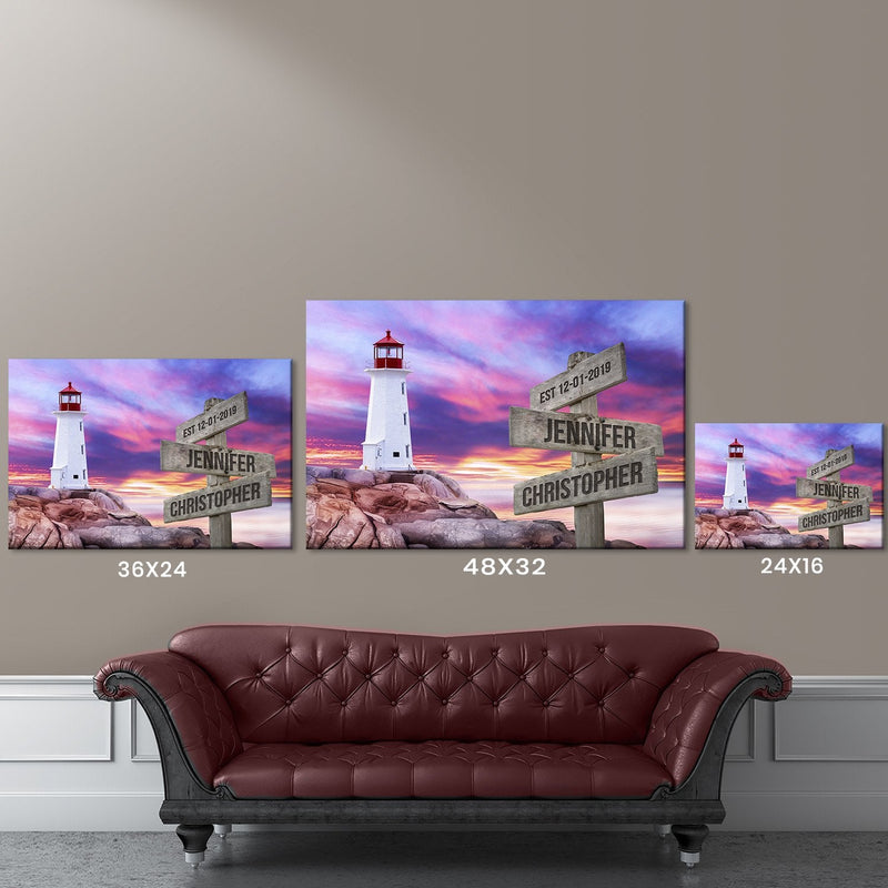 Lighthouse Sunset Color Names Premium Canvas