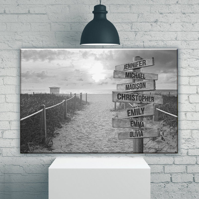 Miami Beach Sunset Multi-Names Premium Canvas