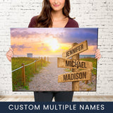 Miami Beach Sunset Color Multi-Names Premium Canvas