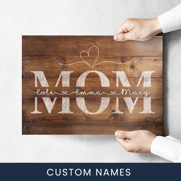 Mom Names Wood-Inspired Poster