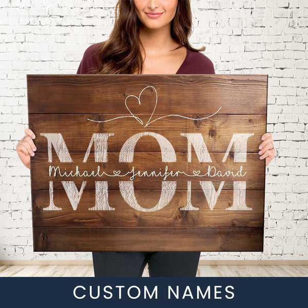 Mom Names Wood-Inspired Premium Canvas