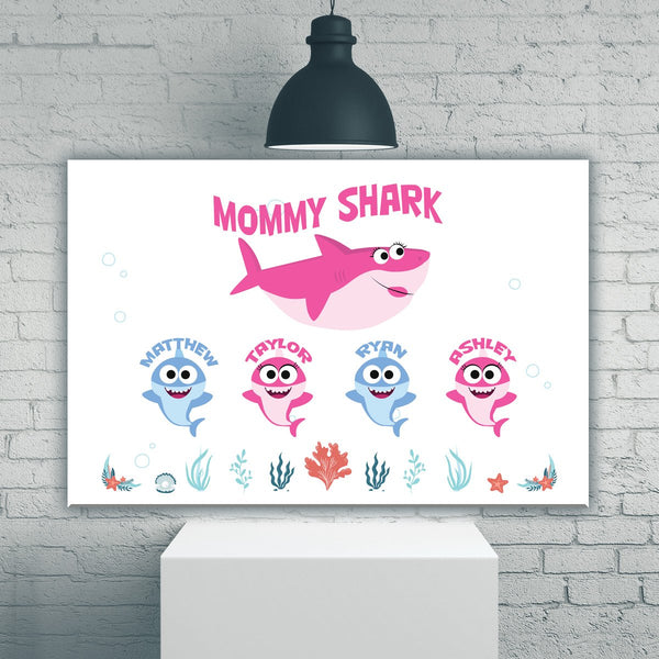 Mommy Shark Names Premium Canvas