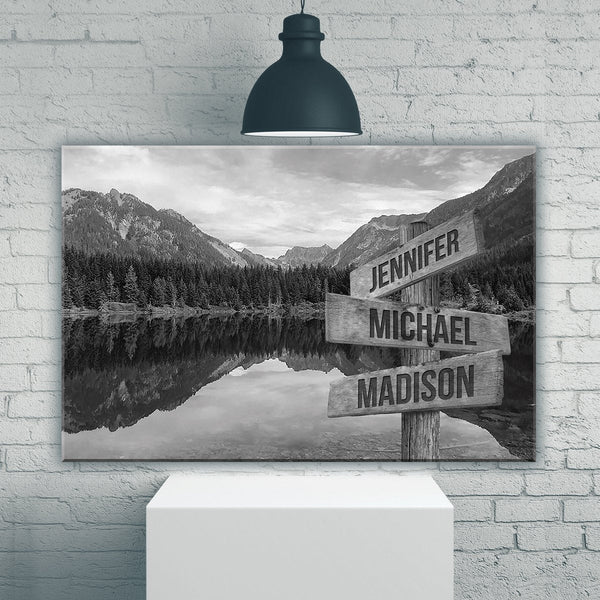 Mountain Lake Multi-Names Premium Canvas