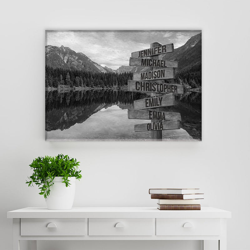 Mountain Lake Multi-Names Premium Canvas