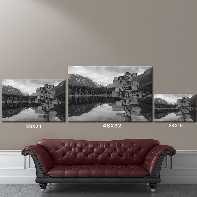 Mountain Lake Multi-Names Premium Canvas