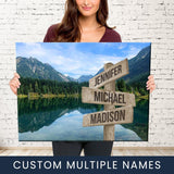 Mountain Lake Color Multi-Names Premium Canvas