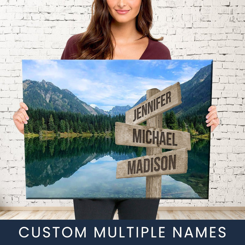 Mountain Lake Color Multi-Names Premium Canvas