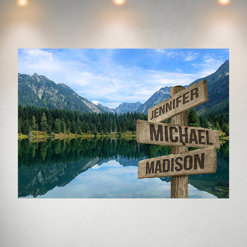 Mountain Lake Color Multi-Names Poster