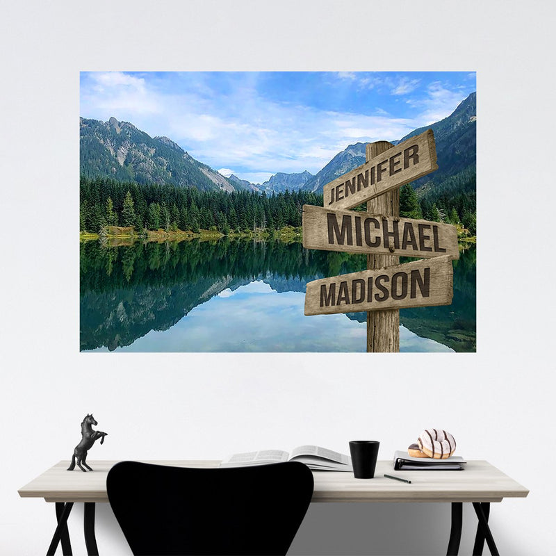 Mountain Lake Color Multi-Names Poster