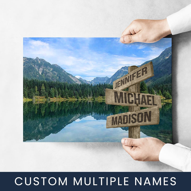 Mountain Lake Color Multi-Names Poster