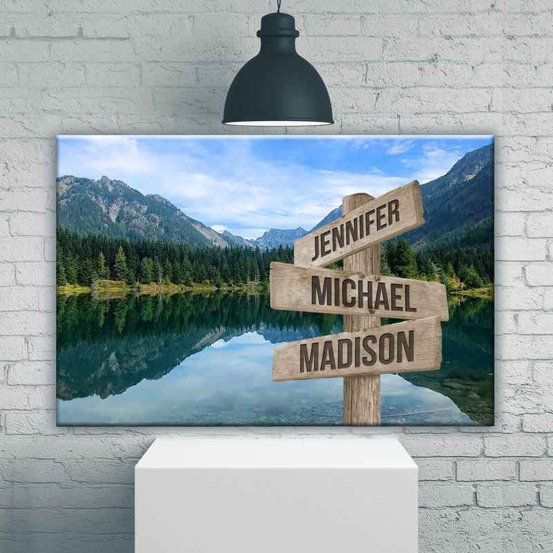 Mountain Lake Color Multi-Names Premium Canvas