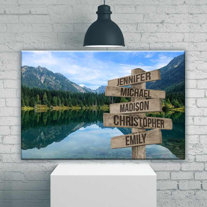 Mountain Lake Color Multi-Names Premium Canvas