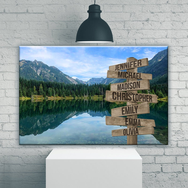 Mountain Lake Color Multi-Names Premium Canvas