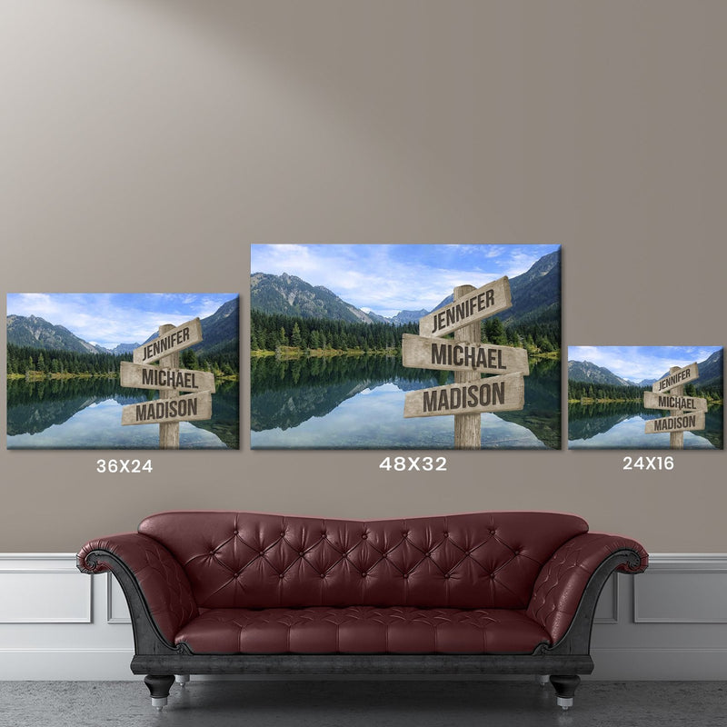 Mountain Lake Color Multi-Names Premium Canvas