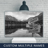 Mountain Lake Multi-Names Premium Canvas