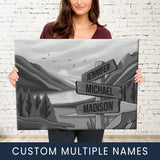 Mountain Range Art Multi-Names Premium Canvas