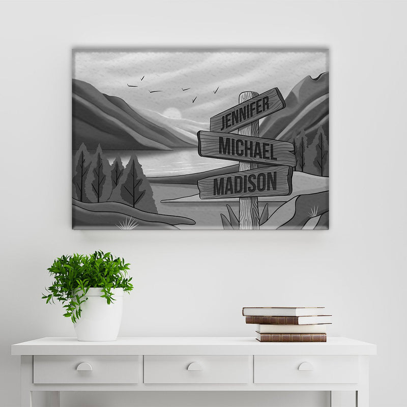 Mountain Range Art Multi-Names Premium Canvas