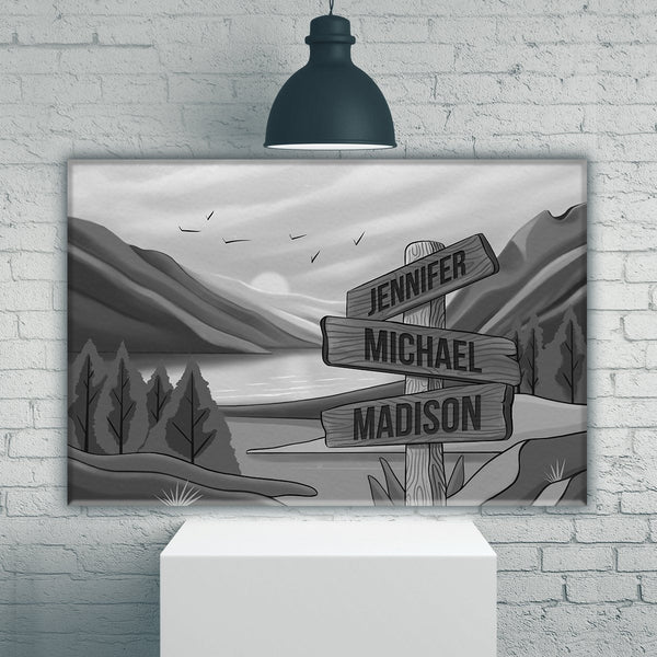 Mountain Range Art Multi-Names Premium Canvas