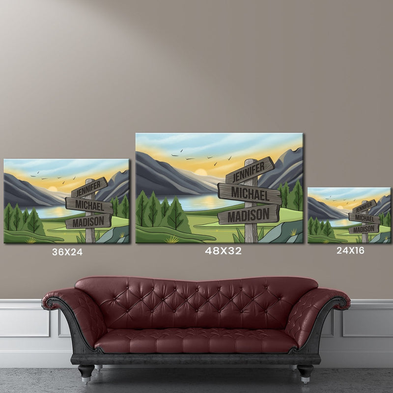 Mountain Range Art Color Multi-Names Premium Canvas