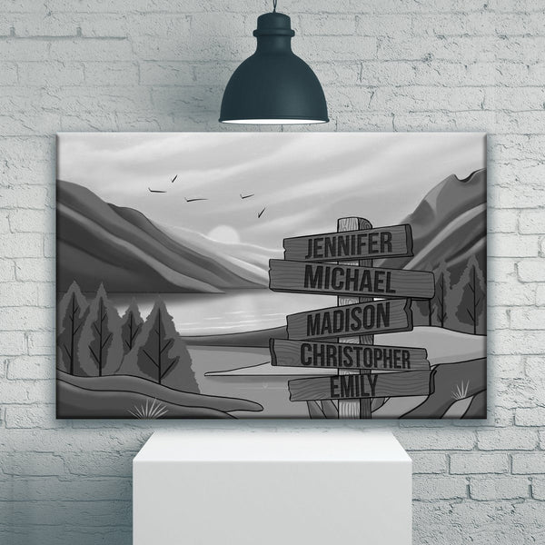 Mountain Range Art Multi-Names Premium Canvas