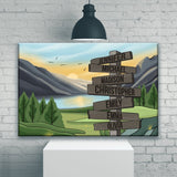 Mountain Range Art Color Multi-Names Premium Canvas