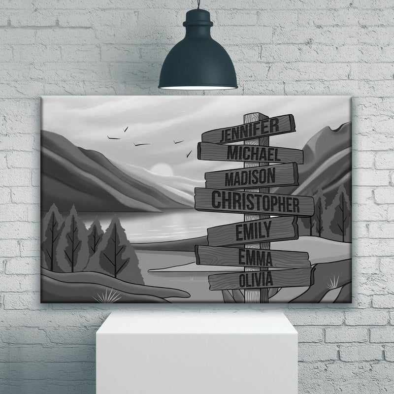 Mountain Range Art Multi-Names Premium Canvas