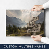 Mountain Range Color Multi-Names Poster
