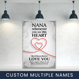 Nana Heart Multi-Names Premium Canvas