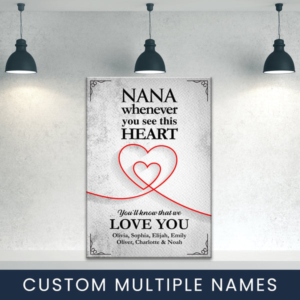 Nana Heart Multi-Names Premium Canvas