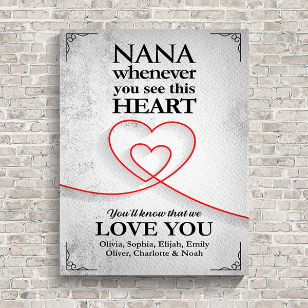 Nana Heart Multi-Names Premium Canvas