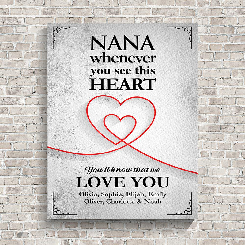 Nana Heart Multi-Names Premium Canvas