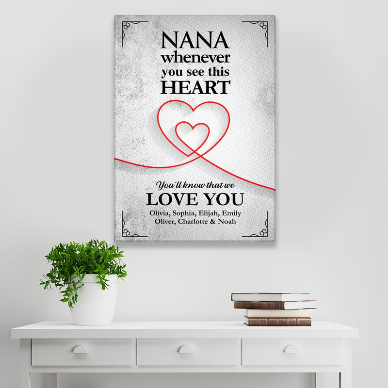 Nana Heart Multi-Names Premium Canvas