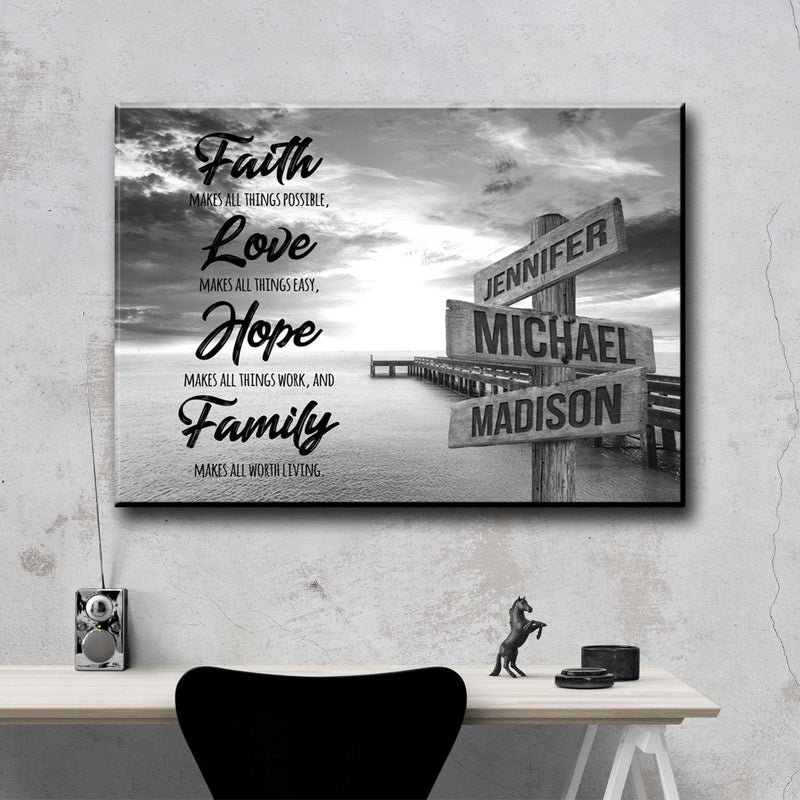 Ocean Dock Faith Multi-Names Premium Canvas