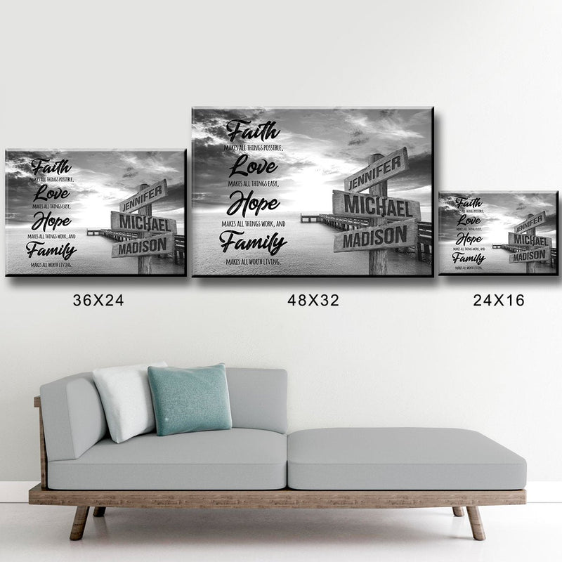 Ocean Dock Faith Multi-Names Premium Canvas