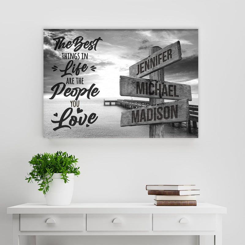 Ocean Dock with Saying 3 Multi-Names Premium Canvas