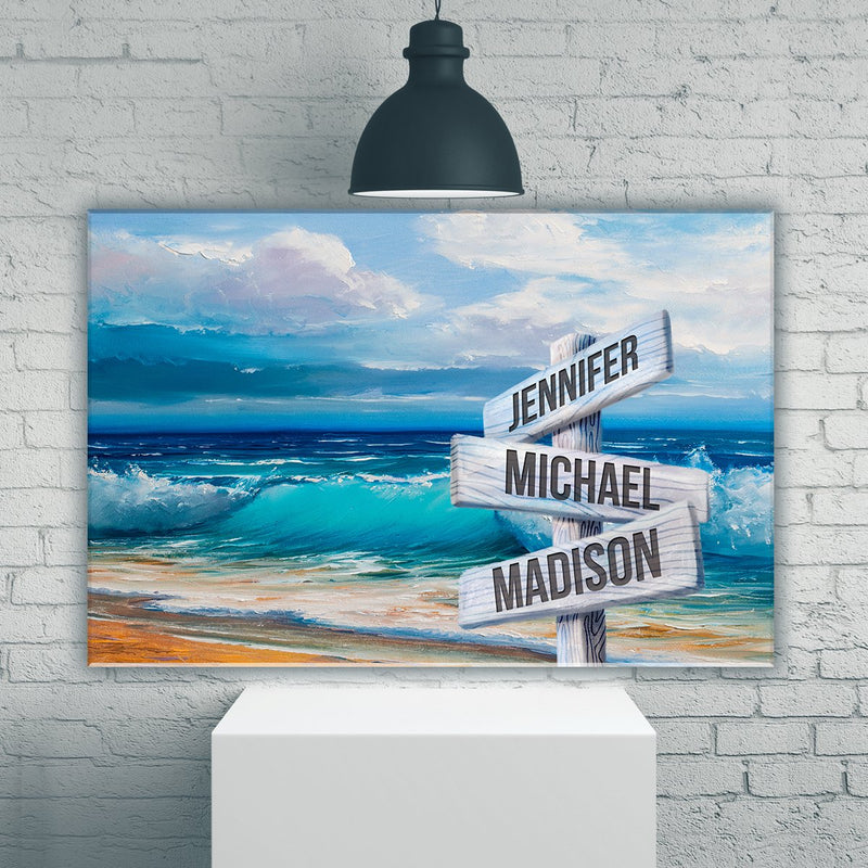 Beach Oil Painting Color Multi-Names Premium Canvas