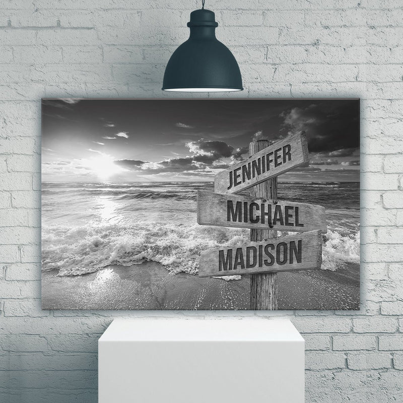 Ocean Sunset Multi-Names Premium Canvas