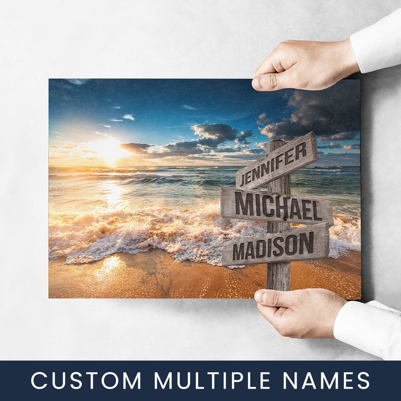 Ocean Sunset Color Multi-Names Poster